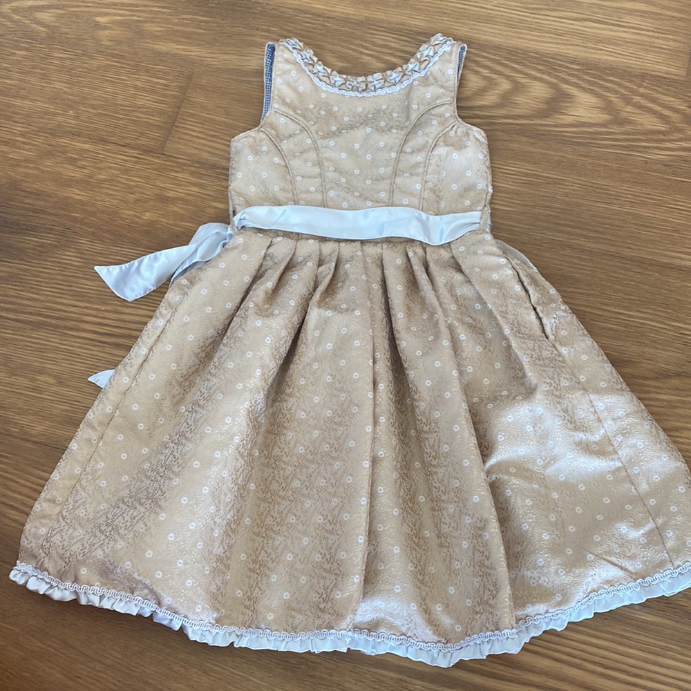 New TEINDL TRACHTEN Girl München Salzburg Dirndl Apron Dress Top 7-8 122 - Picture 2 of 9